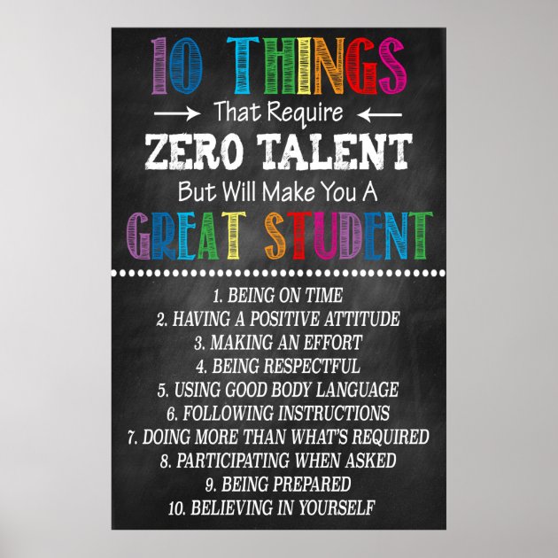 Exceptional University student Clroom Printable Poster graphic about 10 Things That Require Zero Talent Printable known as Superb University student Clroom Printable Poster